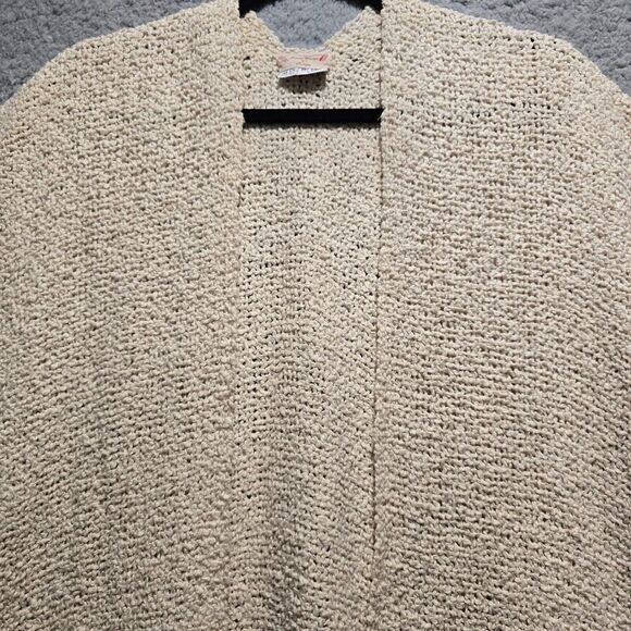 Handwoven Womens Cardigan Poncho Kimono OS Beige Fringe Coastal Boho Lagenlook - Picture 3 of 10